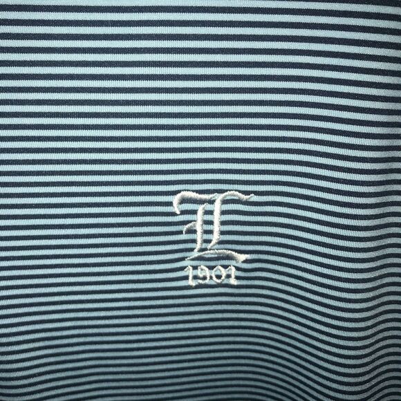 Dunning Golf Polo Men’s Large Short Sleeve Blue & Black Stripe Dri Fit 1901 - Picture 3 of 10